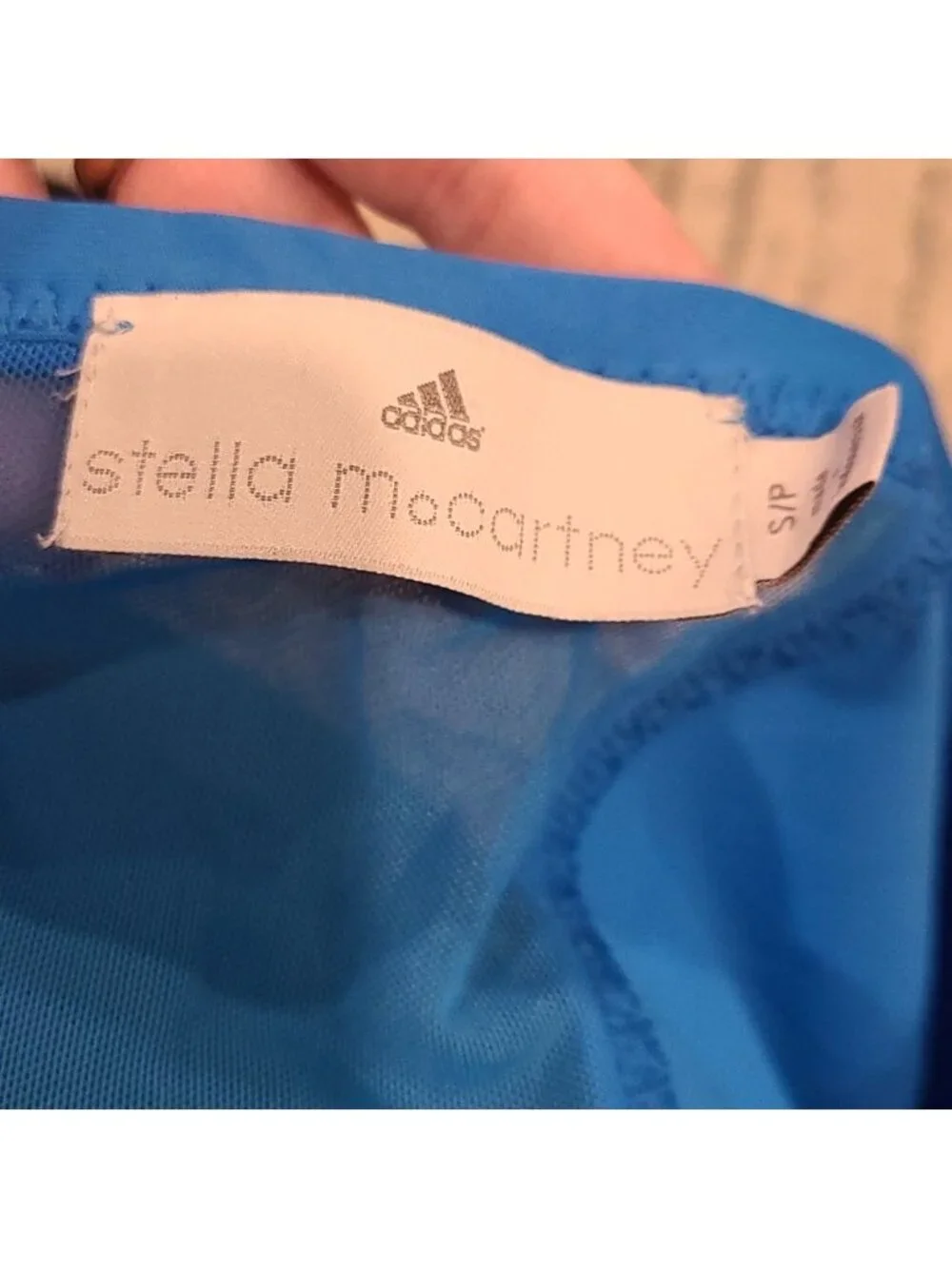 Stella mccartney Adidas blue nylon short sleeve with mesh overlay